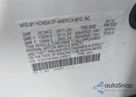 2019 Acura Mdx Advance Entertainment Pkgs из США, поврежденный, VIN 5J8YD4H94KL030672